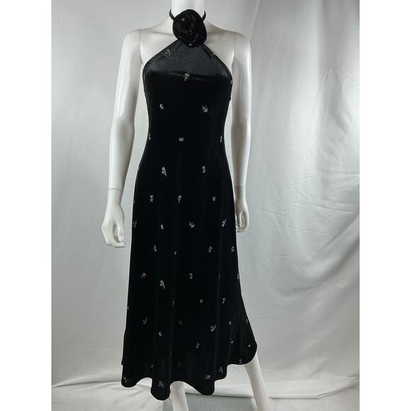Weworewhat High Neck Black Polyester Flower Dress Size S - Picture 2 of 4